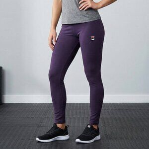 FILA Purple Retro Logo Leggings High Waisted Size Small 25" Inseam